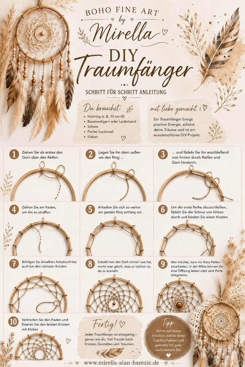 DIY-Anleitung: Traumfänger aus Garn – Schritt für Schritt von Boho Fine Art by Mirella
